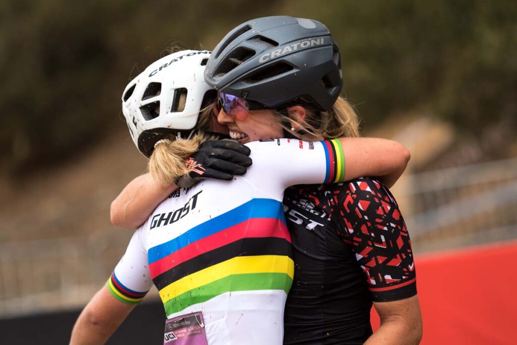 Dobslaff hugging 1024x683 - Malene Degn and Sina Frei with double victory at the World Cup in South Africa
