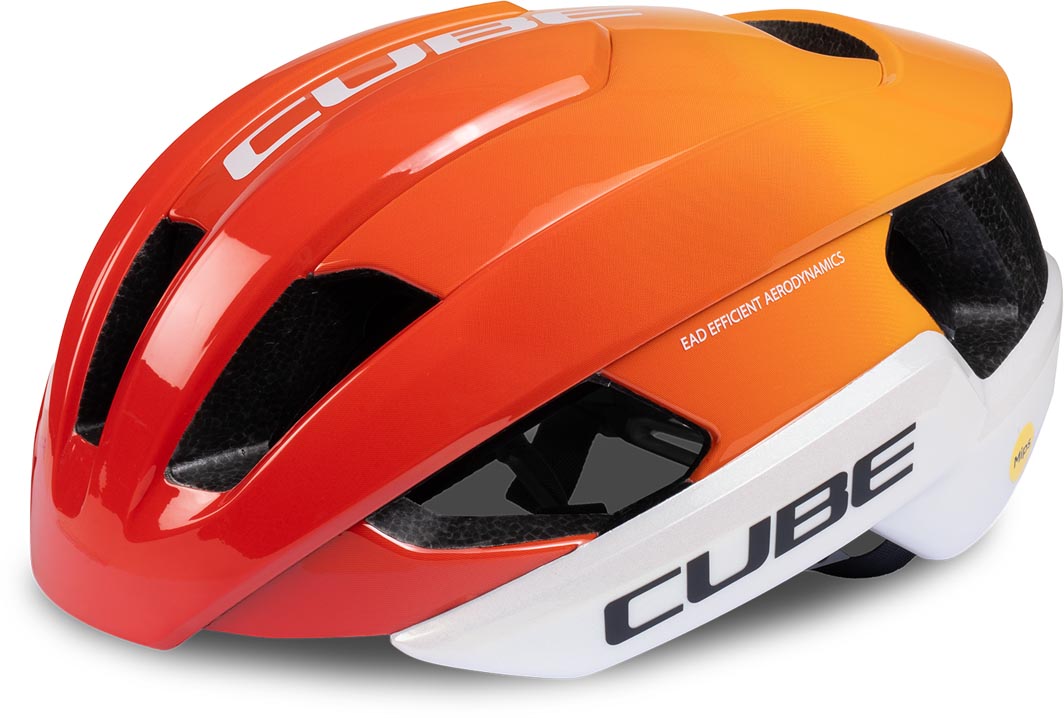 Cube HERON Teamline helmet, white and orange