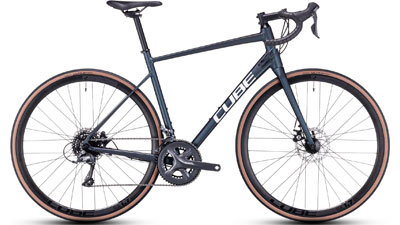 Cube Attain road bike in dark gray.
