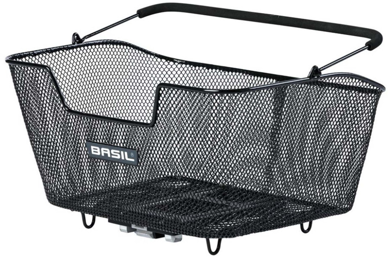 Basil Rear bike basket Base M Mik 30x43x23 cm, black, narrow mesh